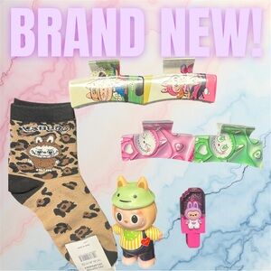 Kids Cartoon Leopard Socks and Labubu Accessories